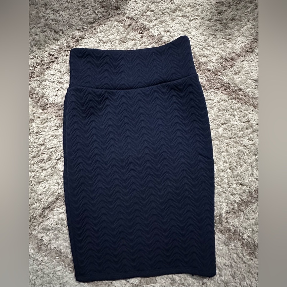 LuLaRoe Blue Ribbed Pencil Skirt Midi Work